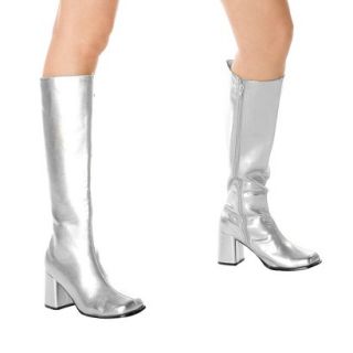 Silver Gogo Boots Adult   8.0