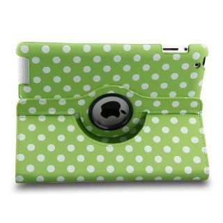 Generic Green Polka Dot Pattern PU Leather Case For iPad 2/3/4 Generation With 360 Degrees Rotating Stand: Cell Phones & Accessories