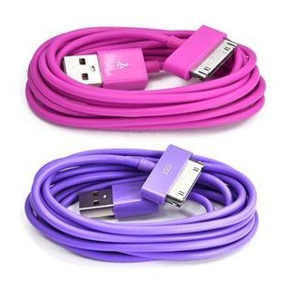 Case Star 2 pieces, 6 Feet Long USB Charge and Sync Data Cable for iPhone and iPod, Case Star Cellphone Bag, Hot Pink, Purple: Cell Phones & Accessories