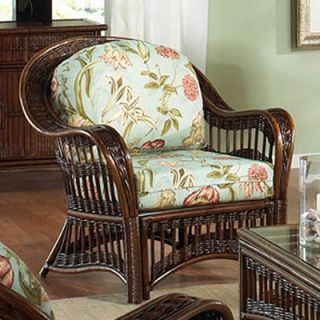 Hospitality Rattan St. Lucia Full Frame Rattan & Wicker Lounge Chair with Cushions   Antique   Accent Chairs
