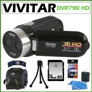 Vivitar Vivicam DVR 790 HD 3D 5.1MP Digital Camcorder in Black + 16GB Accessory Kit : Camera & Photo