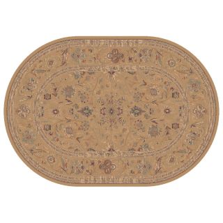 Dynamic Rugs Ancient Garden Collection Oval Hearth Rug Champagne Floral   Hearth Rugs