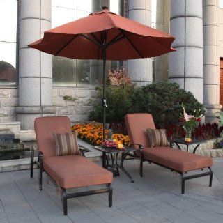 Darlee St. Cruz 2 person Cast Aluminum Patio Chaise Lounge Set With Umbrella   Antique Bronze : Do Me Please : Patio, Lawn & Garden