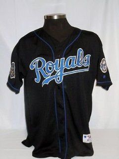 Kansas City Royals Authentic Russell Black Jersey w/ 40th Anniv. & Flag Patch Sports Collectibles