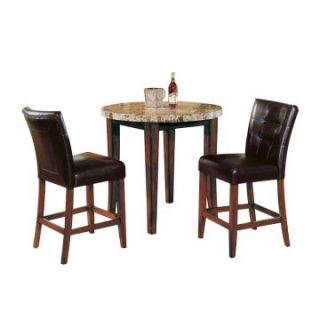 Steve Silver Montibello 3 Piece Marble Top Counter Height Round Pub/Dining Table Set   Pub Tables