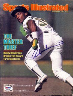 Rickey Henderson Autographed Magazine Cover A's PSA/DNA #T43475: Sports Collectibles
