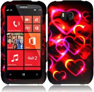 Bundle Accessory for Verizon Nokia Lumia 822   Colorful Heart Designer Hard Case Protective Cover + Lf Stylus Pen + Lf Screen Wiper: Cell Phones & Accessories