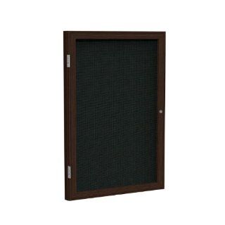 1 Door Wood Frame Enclosed Fabric Tackboard Frame Finish: Walnut, Surface Color: Black, Size: 36" H x 30" W x 2.25" D : Bulletin Boards : Office Products