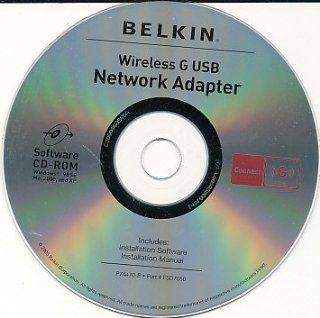 Belkin Wireless G (USB   Network Adapter) Installation Software & Installation Manual ONLY, Part F5D7050, P74470 E, 802.11g Software