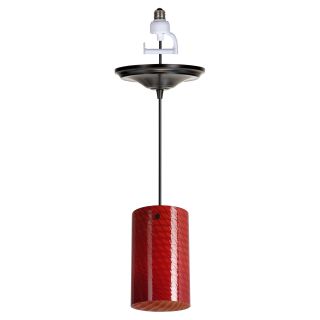 Worth Home Products Instant Pendant Light with Red Glass Shade   5 diam. in. Antique Bronze   Pendant Lighting