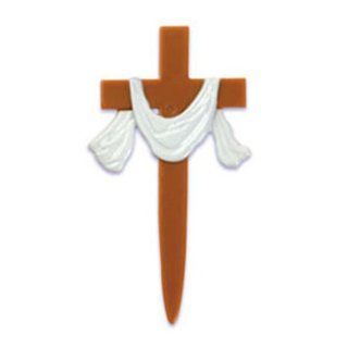 Dress My Cupcake DMC41E 804SET Cross with Cloth Pick Decorative Cake Topper, Wedding/Baptism/Christening/Easter, Brown/White, Case of 144: Kitchen & Dining
