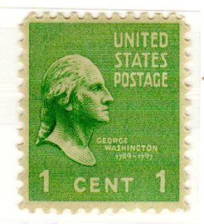 Postage Stamps United States. One Single 1 Cent Green George Washington, Presidential Issue Stamp, Dated 1938 54, Scott #804.: Everything Else