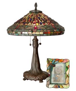 Dale Tiffany Dragonfly Table Lamp and Picture Frame Set   Table Lamps