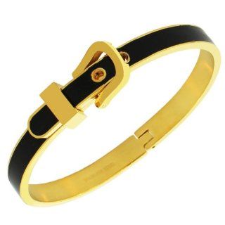 Stainless Steel Yellow Gold Tone Black Belt Buckle Handcuff Womens Adjustable Bangle Bracelet: My Daily Styles: Jewelry