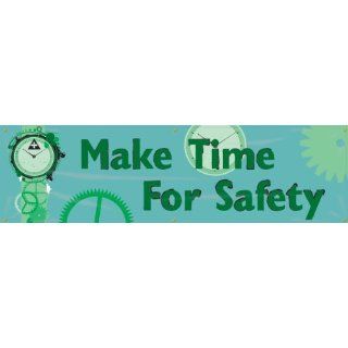 Accuform Signs MBR829 Reinforced Vinyl Motivational Safety Banner "MAKE TIME FOR SAFETY" with Metal Grommets, 28" Width x 8' Length, Green on Blue: Industrial Warning Signs: Industrial & Scientific