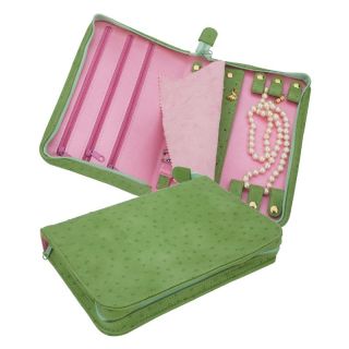 Reed & Barton Naples Green Faux Suede Travel Jewelry Case   8.5W x 1.5H in.   Womens Jewelry Boxes