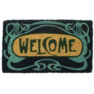 Art Deco Welcome Hand Woven Coir Doormat   Outdoor Doormats