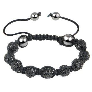 World Pride Black & White Crystal Shamballa Style Bracelets   Couple Set: Jewelry