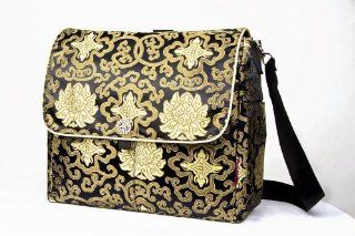 Ima Rose N Bloom Black/Gold Brocade Diaper Backpack/Shoulder Bag  Diaper Tote Bags  Baby