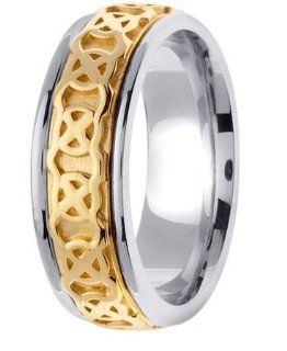 L.A. Wedding 14KLAW835 S5 7.5mm 14K Two Tone Gold Celtic Wedding Band   Size 5: L.A. Wedding: Everything Else