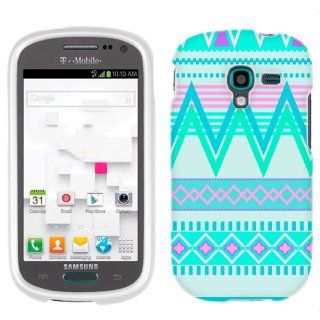 Samsung Galaxy Exhibit Aztech Andes Tribal White and Teal Pattern Phone Case Cover: Cell Phones & Accessories