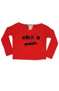 SONIA RYKIEL ENFANT Cropped Long Sleeve "Rockin" T Shirt  6  RED: Clothing