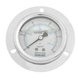 Axial Direction Pressure Testing 1/4"PT 0 15kg/cm2 Oil Filled Gauge Silver Tone: Home Improvement