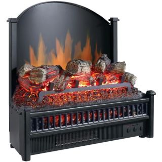 Pleasant Hearth Electric Fireplace Logs with LED Glowing Ember Bed and Cast Iron Fireback   Black   Electric Inserts