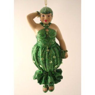 December Diamonds Hand Painted Emerald Lady Ornament  Entire Dress is Embellished with Emerald Green RhinestonesShe is a Discontinued Collectible & Arrives in December Diamonds Gift Box  Decorative Hanging Ornaments  