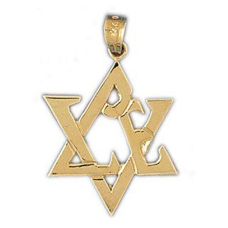 14K Gold Charm Pendant 2.7 Grams Religious Jewish Star David Shield9220 Design: Jewelry