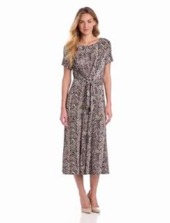 Danny & Nicole Women's Printed Front Tie Dress, Black/Taupe, 8 at  Womens Clothing store