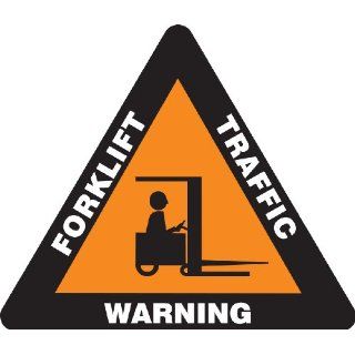 Accuform Signs PSR816 Slip Gard Adhesive Vinyl Triangle Shape Floor Sign, Legend "WARNING FORKLIFT TRAFFIC" with Graphic, 17" Length, White/Black on Orange: Industrial Floor Warning Signs: Industrial & Scientific