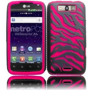 Hot Pink/Black PC+Silicone Zebra Case Cover for LG Viper 4G LS840 Connect 4G MS840: Cell Phones & Accessories