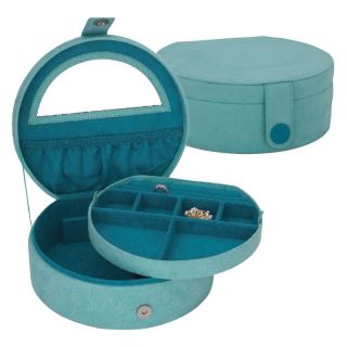 Reed & Barton Bijou Turquoise Faux Suede Large Round Jewelry Box   Womens Jewelry Boxes