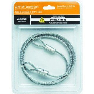 Campbell 5977206CBL Uncoated Security Cable with Swaged Eyes Each End in Clamshell, 3/16" Diameter, 6' Length, 840 lbs Working Load Limit: Cable And Wire Rope: Industrial & Scientific