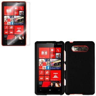 iFase Brand Nokia Lumia 820 Combo Rubber Black Protective Case Faceplate Cover + LCD Screen Protector for Nokia Lumia 820: Cell Phones & Accessories