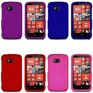 iFase Brand Nokia Lumia 822 Combo Rubber Dark Blue + Rubber Red + Rubber Purple + Rubber Rose Pink Protective Case Faceplate Cover for Nokia Lumia 822: Cell Phones & Accessories