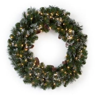 30 in. Glittery Pine Pre lit Wreath   Christmas Wreaths
