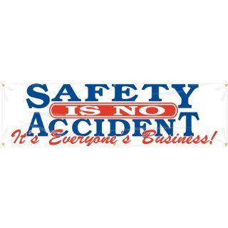 Accuform Signs MBR824 Reinforced Vinyl Motivational Safety Banner "SAFETY IS NO ACCIDENT It's Everyone's Business!" with Metal Grommets, 28" Width x 8' Length, Blue/Red on White: Industrial Warning Signs: Industrial & Scienti