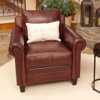 Elements Manchester Top Grain Leather Accent Chair   Barolo   Club Chairs