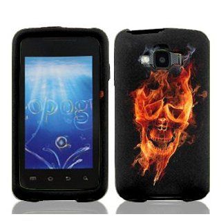 Samsung Rugby Smart i847 i 847 Black with Red Fire Flame Ghost Skull Design Snap On Cover Hard Case Cell Phone Protector: Cell Phones & Accessories