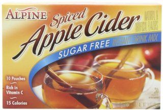 Alpine Spiced Cider, Sugar Free Apple Flavor Drink Mix, .14 oz pouch, 10 count boxes (Pack of 12) : Apple Cider Packets : Grocery & Gourmet Food