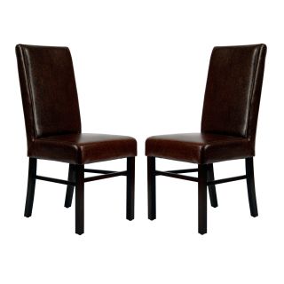Safavieh Classic Dining Side Chairs   Brown Leather   Set of 2   Dining Chairs