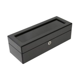 Bey Berk Lacquered Carbon Fiber Look 5 Watch Case   12.25W x 3.85H in.   Watch Winders & Watch Boxes