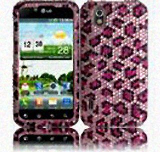 Pink Leopard Bling Gem Jeweled Crystal Cover Case for LG Ignite 855 Marquee LS855 Sprint LG855 Boost L85C NET10 Straight Talk Optimus Black P970 L85C Majestic US855 US Cellular: Cell Phones & Accessories