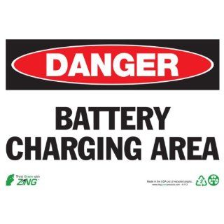 Zing Eco Safety Sign, Header "DANGER", "BATTERY CHANGING AREA", 10" Width x 7" Length, Self Adhesive Eco Poly, Red/White/Black (Pack of 1): Industrial Warning Signs: Industrial & Scientific