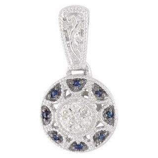 Clevereve's 14K White Gold Blue Sapphire & Diamond 00.60 Ct Tw Pendant: CleverEve: Jewelry