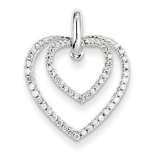 14k White Gold Diamond Double Heart Pendant. Carat Wt  0.25ct. Metal Wt  1.98g: Jewelry