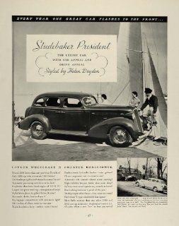 1936 Ad Studebaker President Automobile Model Helen Dryden Design Port Sailboat   Original Print Ad  