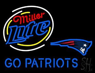 Miller Lite New England Patriots Go Patriots Outdoor Neon Sign 24" Tall x 31" Wide x 3.5" Deep : Business And Store Signs : Office Products